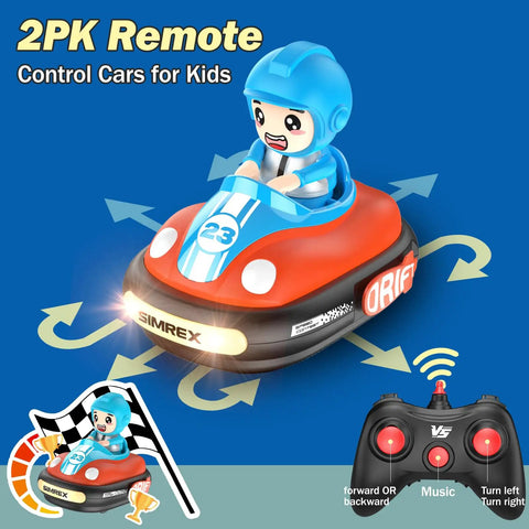 Two Player RC Bumper Cars Set For Kids 3 And Up With Remote Control Battle Cars LED Lights Music and Sound