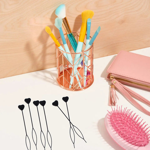 12 Pack Hair Beader Tools For Braids With Beads And Ponytails, Hair Pull Through Loop Set For Girls, Easy DIY Braiding Accessory Kit For Beaded Styles, 7.87 Inch Sticks For Quick And Creative Hairstyles, shown with assorted handles