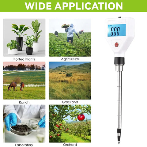 Image showing Soil EC Meter 2 In 1 Pro Grade Soil Tester for conductivity and temperature with backlit LCD for garden applications.