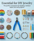 Crimping Pliers For Jewelry Making And Bead Crimp Tool For Delicate Beading With 2mm To 5mm Beads, Easy Grip displayed with jewelry items