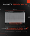 Engine Coolant Radiator Assembly With Transmission Oil Cooler For Subaru Forester 09 13 Impreza 08 11 dimensions diagram