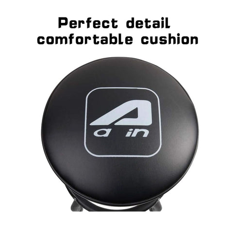 Top view of Swivel Garage Bar Stool With Adjustable Height For Workshop And Auto Shop Durable Mechanic Stool With Black LeatherSoft Upholstery