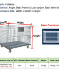 Built Strong Workhorse Collapsible Wire Mesh Storage Crate With Four Heavy Duty Swivel Casters And One Thousand Pound Capacity, foldable, steel wire mesh.