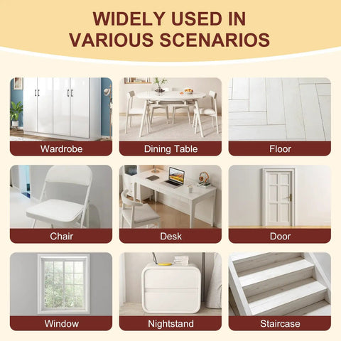 White Wood Putty Kit Brings The Whole Package With Two Tubes of Filler Plus Scraper Sandpaper And Gloves for repairing wardrobe and furniture.