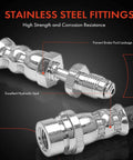 Close-up of stainless steel fittings on Front Brake Hydraulic Hose For Mazda 3 2004-2013 And Mazda 5 2006-2010 2012-2015.