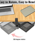 360 Degree Clamp-On Under Desk Swivel Organizer With No-Drill Install Sturdy Mesh Drawers demonstrating rotation under desk
