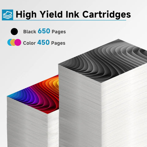 62XL Ink Cartridge Replacement For HP Envy Series Printers Black And Color Combo Pack High Yield Ink Page Yield Display