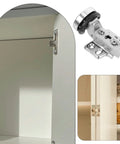 Four Piece Stainless Steel Soft Close Cabinet Door Hinges For Glass Doors With Hydraulic Damping, Self Closing, in use on cabinet