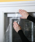 Applying Indoor Shrink Window Kit 42 Inch By 62 Inch Three Sheet Set Easy Install Window Insulation Solution For Drafty Homes Weatherproof And Energy Saving Now