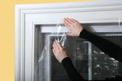Applying Indoor Shrink Window Kit 42 Inch By 62 Inch Three Sheet Set Easy Install Window Insulation Solution For Drafty Homes Weatherproof And Energy Saving Now