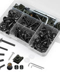 Titanium Motorcycle Fairing Bolt Kit 177Pcs Stainless Steel Screws Nuts Washers Clips And Allen Wrenches in plastic box