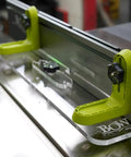 Dead Solid L Fence Extender Kit Xt4 for Table Saws and Bandsaws, featuring clear acrylic sight window and green drop-in brackets.