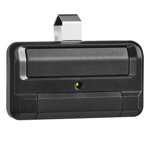 Front view of black Gate Remote For 811LMX Compatible With 850LM And 860LM Receiver Security Plus 2.0 with mounting clip