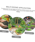 Ergonomic Hand Shovel for Gardening, No-Fuss Grip, shown used for digging, weeding, and transplanting in various garden scenes.
