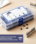 1000-piece Alloy Steel Socket Hex Set Screw Kit With Cup Point Allen Head Grub Screws in organized storage case