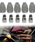 Premium LGK100 And LGK120 Plasma Cutting Nozzle 1.5mm Copper Torch Consumable, gray and silver, used in metal cutting.