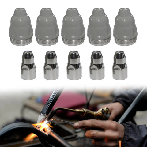 Premium LGK100 And LGK120 Plasma Cutting Nozzle 1.5mm Copper Torch Consumable, gray and silver, used in metal cutting.