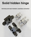 Hidden Cross Hinge 2 Pack Invisible Concealed Hinges For Cabinets And Cupboards 180 Degree Folding Doors Quiet Roller Track Zinc Alloy Rust Resistant Black Includes Screws
