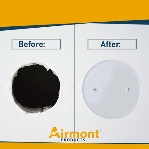 Set Of Two Five Inch White Metal Ceiling Blank Up Cover Plate For Three And One Half Inch Round Or Octagon Electrical Boxes