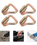 Heavy Duty Steel Ratchet Tie Down Hooks For 25mm Straps, Zinc Plated With Anti Slip Surface, 8 Pack