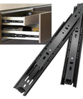 Heavy Duty Ball Bearing Undermount Drawer Slides For Slick Smooth Cabinet Glide, 20mm runners in black finish for concealed drawer installation.