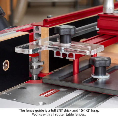 Iron Grip Coping Sled For Router Table With Upgraded Stiffer Base And Large Fence Guide showing precision fence and rugged clamp