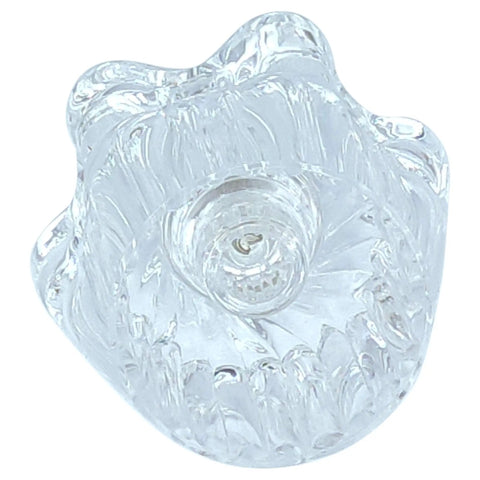 Clear Acrylic Replacement Faucet Knob Set for Windsor Tub and Shower, polished finish showing 12 spline broach, top view