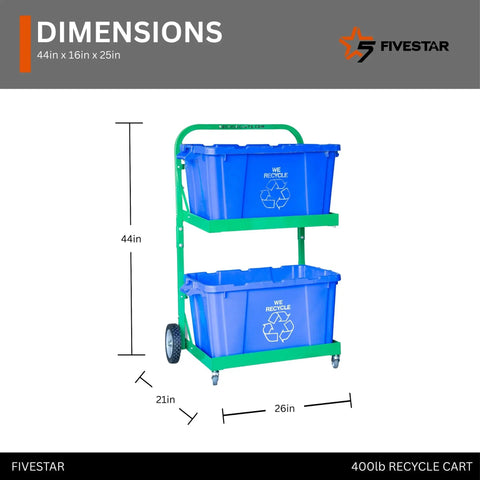 Tough As Nails Heavy Duty Recycle Bin Cart With Aluminum Frame And Stainless Steel Hardware Manages Four Hundred Pounds visible dimensions and bins