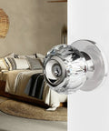 Crystal Glass Door Knob With Privacy Lock And Keys Satin Nickel Finish Diamond Cut Interior Door Knob Bedroom View