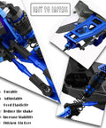 Total Game Changer Chassis Upgrade For 1/10 Slash Rustler Stampede 4x4 RC Rigs with blue aluminum arms and adjustable links.