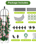Package contents for 2 Pack Garden Obelisk Trellis For Climbing Vines Adjustable 35 To 70 Inch Plant Support with accessories