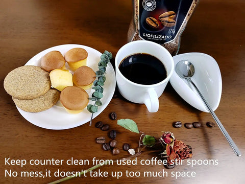 Ceramic Spoon Rest and Stainless Steel Stirrer Holder for Coffee and Tea Spoons, Mini Coffee Station Countertop Organizer