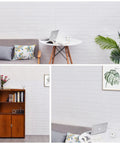 Living room with 40 Pack White 3D Wall Panels Peel And Stick Self Adhesive Waterproof Brick Foam Sheets For Interior Walls.