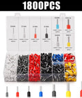 Ferrule Crimping Tool Kit With Self Adjusting Ratchet Plier For AWG 28-7 0.08-10mm2 Range, 1800 Ferrules Included kit box