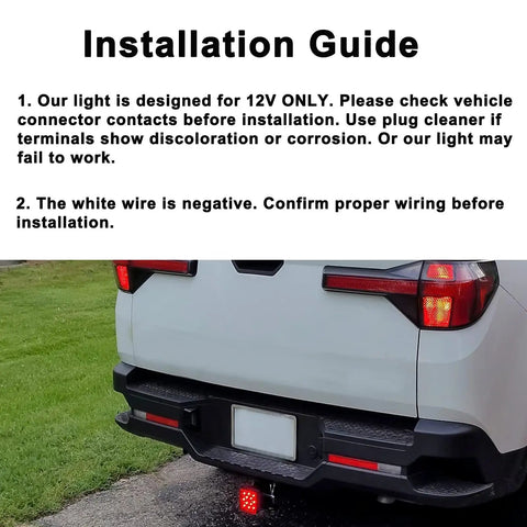 Installation guide for Red Lens Trailer Hitch Cover With 12 LED Brake Light For 2 Inch Receiver on vehicle rear