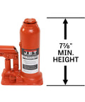Heavy Duty 5 Ton Hydraulic Bottle Jack With Handle Real Deal Lifter Built Like A Tank For Auto Repair Grind And Solid Garage Hogging Ansi Certified Safe High Lift showing 7 7/8" min height.