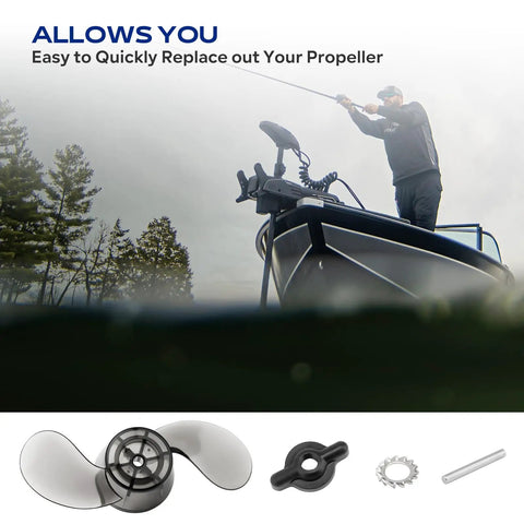 Propeller Kit For Three And A Quarter Inch Trolling Motor Shafts MKP 3 2061151 1378211 Includes Drive Pin Nut And Lock Washer 12V 24V Compatible Fits W M MAG Series Motors Pre 1994 Replacement boating scene.