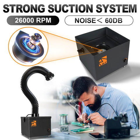 Solder Fume Extractor With 243 Cubic Meters Per Hour Suction, Low Noise, High Efficiency, 3 Speed Settings For Laser Engraving