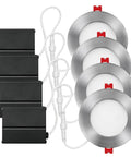 Ultra Slim LED Recessed Lighting Kit 4-Pack With 9W Integrated LEDs, Energy Star, IC Rated, Dimmable, Wet Rated, Brushed Nickel Finish