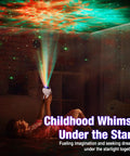 Child enjoying White Astronaut Star Projector Night Light For Kids Room With Cool Star Holding Astronaut Galaxy Lamp For Bedroom Space Decor And Awesome Gift Idea Calming Cosmic Projection For Sleep Fun Night Light casting stars on ceiling
