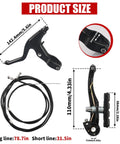 All In One Bike Brake Kit With Front And Rear Calipers Levers Cables Plus Multi Tool And Wrenches Includes Cable Ties And User Friendly Hardware Universal MTB Black For DIY Install showing product size with dimensions
