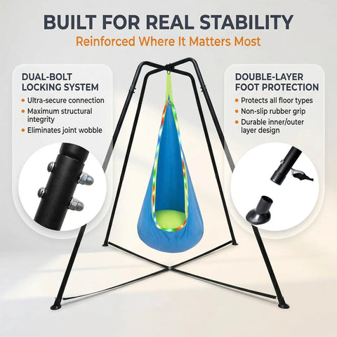 Heavy Duty Swing Frame For Indoor And Outdoor Use With 350 Lbs Capacity, A Frame Swing Stand Featuring Dual Bolt Locking System