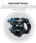 Beefy Aluminum MTB Bike Stem 30 Degree Rise, 50mm Center Distance, 28.6mm Steerer, 31.8mm Handlebar Clamp, CNC Machined 6061 T6, 120g, Black and Blue Finish for Mountain, Road and BMX Cycling.