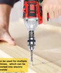 Ehozirta Cordless Impact Wrench 1/2 Inch, 520Nm High Torque Brushless Motor Electric Tool with a drill bit driving screws into wood.