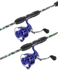 Two-Piece 6-Foot Graphite And Fiberglass Spinning Rods With Anti-Reverse Reels 2-Pack Combo Set For Freshwater Or Light Saltwater