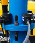 Black rubber end cap on a bolt in machinery, part of DIY Ready Flexible Rubber End Caps Set Of 60 Pieces To Protect Screw Threads