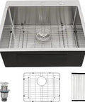 25 Inch Drop In Kitchen Sink 16 Gauge Stainless Steel 25x22 Single Bowl Brushed Finish Top Mount Round Corner Rust Resistant T304