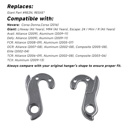 Derailleur Hanger 20 For Giant Frames With Screws Replaces RE2N RE5XE Fits Avail OCR TCR TCX FCR Escape Defy MR4 Lifeway