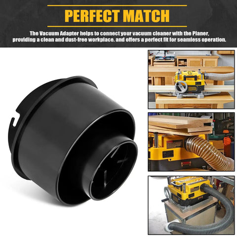 Dust Gets Routed Fast With This Badass Planer Vacuum Adapter Replacement Compatible With Dewalt Dw735 Units For A Tight As A Drum Hookup That Keeps Your Workspace Clean And Makes Woodworking A Breeze. Black vacuum adapter for Dewalt DW735, enhances dust extraction efficiency.