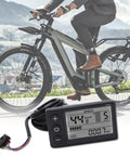 S866 2.5 Inch LCD Speedometer Odometer For Electric Scooters with plug in control panel shown with a bicycle in the background.